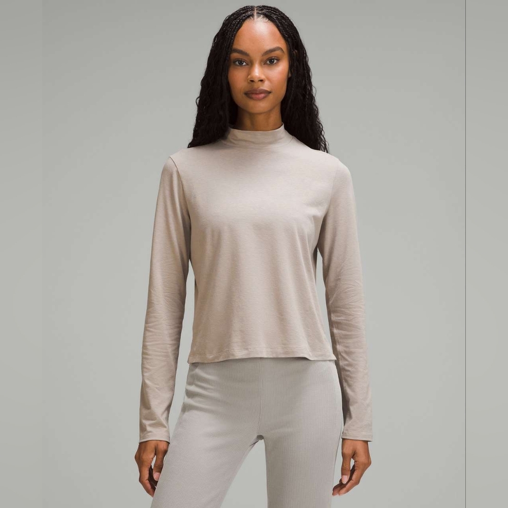 Lululemon Classic-Fit Cotton-Blend Mockneck Long-Sleeve Shirt